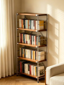 AMU·PIGGY | Vintage Narrow Bookshelf with Storage Dustproof