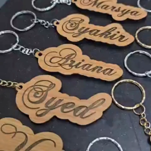 Custom Made Name Keychain Wooden Laser Engraved Keyring Unique Gift