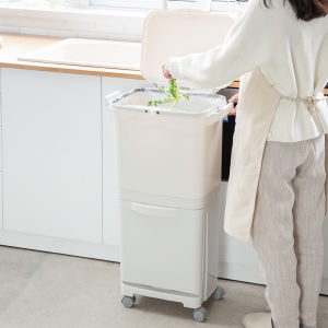 Large Capacity Double Layer Kitchen Waste Bin Wet Separation Classification Trash Can Home Use Paper Basket Slot Waste Box
