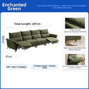 Electric Retro Style Fabric Sofa Green Chenille