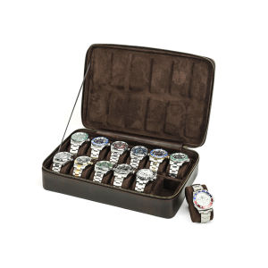 10/12 Slots Luxury Genuine Leather Watch Storage Box Zipper Travel Watch Box Vintage Portable Watch Case