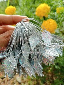 เลื่อมใบร้อยดิ้นสีเงิน 100 ชิ้น ชุดตกแต่งเหรียญโปรยทาน