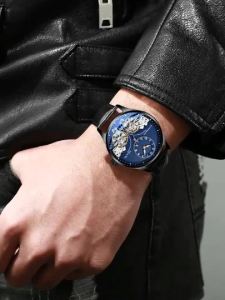 Đồng Hồ Cơ Tự Động Nam AILANG Hai Bộ Tourbillon Kim Dạ Quang Dây Da Chống Nước Thời Trang & Phong Cách Thường Ngày