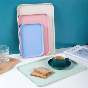 Masely 3 Colors Wheat Straw Tray Withstand 150° Temperature Reusable Dinner Dishes Restaurant Kitchen