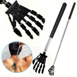 Extra-Long Telescopic Back Scratcher Stainless Steel Hand Massager with Non-Slip Rubber Grip Ideal for Hard-to-Reach Areas