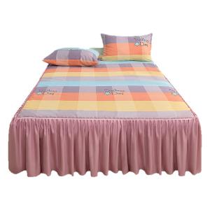 Thickened Old Rough Cloth Bed Skirt Single Piece Anti-Slip Lace Trimmed Three-Piece Set Princess Style Cotton Bed Cover