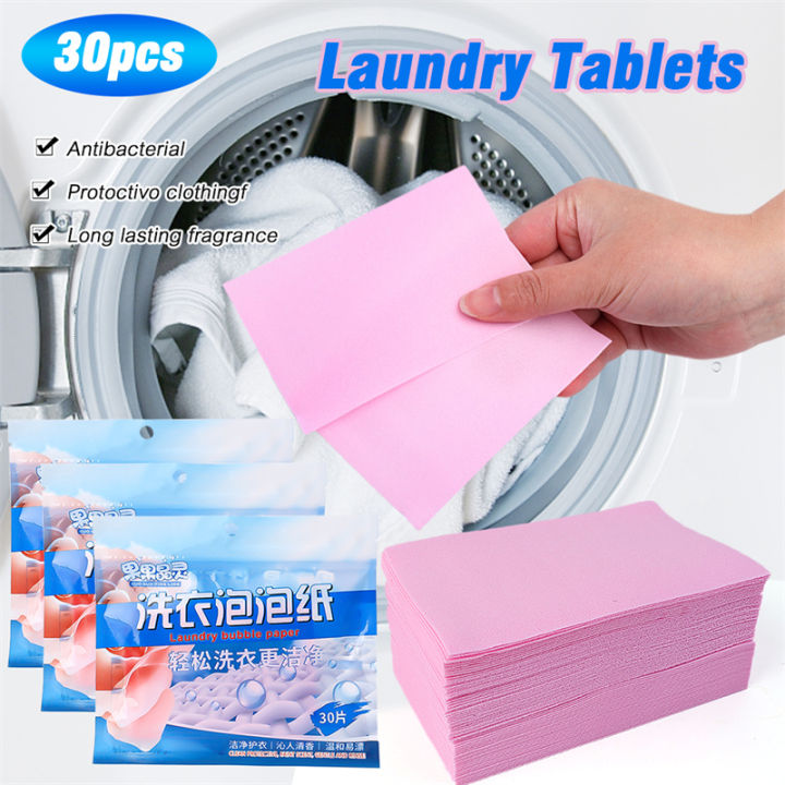 60/30Pcs Dissolve Laundry Tablets Cleaning Laundry Detergent Bubble