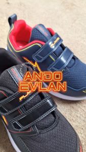 Sepatu Sekolah Anak Laki Laki SD TK PAUD Perekat Sneakers Ando Evlan Navy Merah