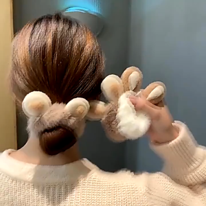 Ikat Rambut✨Rabbit Ears Plush Hair Rope Cute Bear Ear Hair Tie Hair Accessories Hair Band Soft Tie