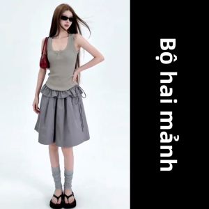 SUSIEYUAN | Bộ Đồ Mùa Hè Phong Cách Hàn Quốc Cho Người Thấp Bao Gồm Áo Tank Top Và Quần Short