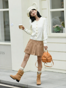 Hotwind | Retro Style Textured Round Neck Cardigan