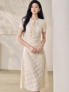 Roey s house | Unique Designed Brocade Waist Cinched Sleeveless Summer Commuter Lace-Up Midi Dress