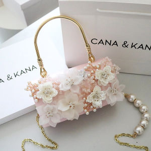 Fashionable Floral Heavy Work Handbag Casual Summer New Style Womens Bag Single Shoulder Handbag Chain Beads Crossbody Bag
