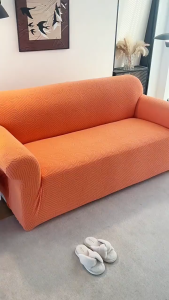 1 2 3 4 Seater Milk Silk Slipcover Elastic Sofa Cover Sarung Kusyen L Shape Universal Fit Furniture Protector Dustproof