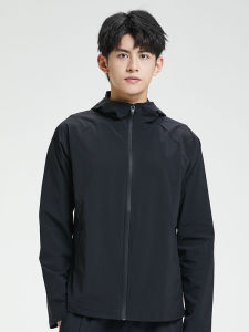 Mens Sport Jacket Windproof Running Coat Training Quick Dry Hoodie Zipper Closure Casual Leisure Outerwear for All Seasons