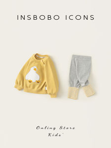 Adorable INSbobo Baby Autumn Set 2025 Early Autumn Trendy Two-Piece Infant Clothing Polyester Fiber Elastic Bandage Child Clothes