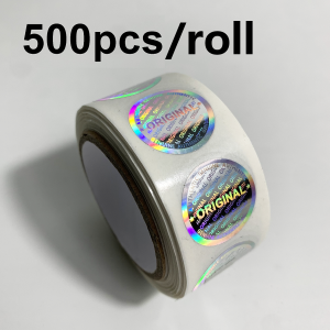 500pcs/1000pcs Holographic Sticker Round 20x20mm Laser Original Tamper Proof Security Hologram Labels Stickers in Rolls
