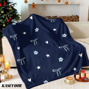 Beast Kingdom | Navy White Bot Winter Summer Flannel Blanket Throw Fleece Soft Fuzzy Plush Cozy Fleece Blankets for Sofa Ideal Gifts
