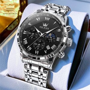 OLEVS Jam Tangan Pria Original Anti Air Cowok Keren Original Asli Import Elegan Mewah Dewasa Terbaru 2025 Fashion Analog Waktu Bercahaya Kalender Tali Jam Baja Tahan Karat