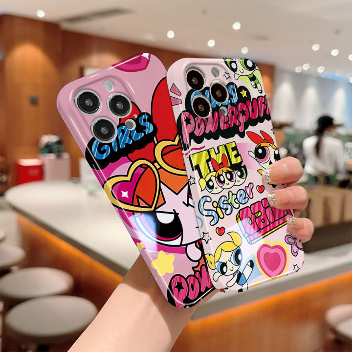 Hontinga All-inclusive Film Casing For infinix Hot 12 Play 11 10 Play Hot 9 Play Note 12 G96 Smart 6 Case Korean film Phone Case Cartoon Powerpuff Girls Back Casing lens Protector Design Hard Cases Shockproof Shell Full Cover Casing For Girls