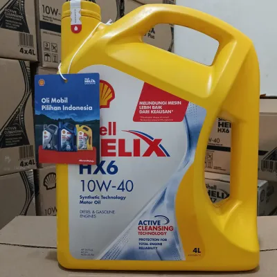 Promo Pelumas Oli Mesin Shell HELIX HX6 SAE 15W-40 syinthetic technologi Kemasan 1 GALON isi 4 Liter