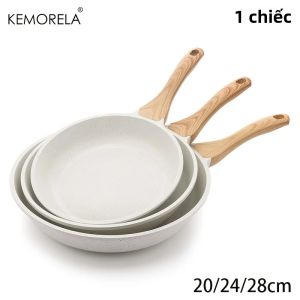 KEMORELA Chảo Chống Dính Skillet Thân Thiện Với Môi Trường Lớp Phủ Đá Granite Tay Cầm Chịu Nhiệt Cảm Ứng Tương Thích 20/24/28Cm - 1 Cái