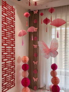 Wedding Room Layout Butterfly Hanging Ornament Morning Gowns Background Wall Wedding Minimalist Wedding Living Room Window Decoration Dress up Suit