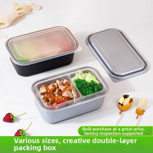 Disposable Long Rectangular Plastic Double-layer Food Container