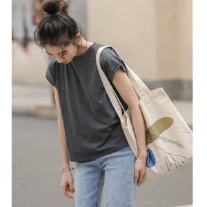 Deep Grey Short Sleeve Unique Beautiful T-Shirt Women Summer Thin Short Slim Hong Kong Style Top Small Design Sense Retro