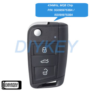 3 Buttons Half-Keyless Flip Remote Key Fob 434MHz MQB Chip for Volkswagen MQB Golf for Skoda Octavia A7 5G0959753BA 5G0959752BA