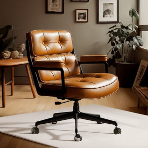 IDESK | Comfortable Long-sitting Vintage Genuine Leather Office Chair