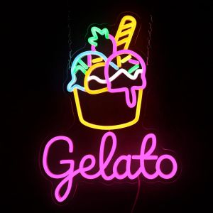 Ice Cream Neon Sign USB Gelato LED Neon Light For Store Cafe Gaming Room Bedroom Decorations Neon Personnalisé Gift