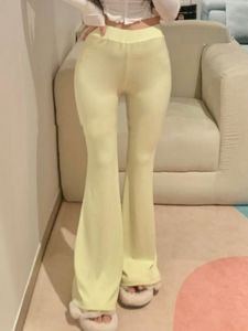 High Waist Slim Fit Bell Bottom Pants Womens Fashion Spring Autumn Thin Casual Long Pants Korean Style Comfortable Cotton