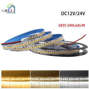 ไฟแถบไฟ LED 12V 24V SMD 2835 5M 240Leds/M โคมไฟแบบยืดหยุ่นสีขาวสว่างอบอุ่นเย็นธรรมชาติสำหรับ Hiasan Kamar ห้องครัว