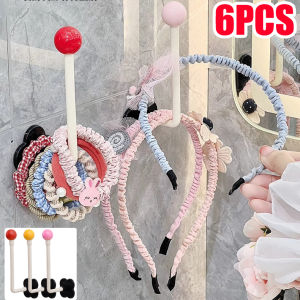 6PCS Colorful Bathroom Hair Tie Storage Rack Nordic Style Wall-Mounted Jewelry Hook No Punching Multi-Purpose Dormitory Bathroom Storage Rack