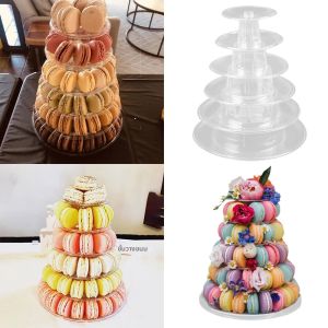 4/6/10 ชั้นโปร่งใส Macarons Tower Stand เค้ก Cupcake ขาตั้งขนมหวานสําหรับวันเกิดงานแต่งงาน
