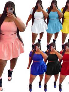 Short Sleeve Pleated Skirt Set 2 Pieces Casual Sportswear Polyester V-Neck Top And Seven-Length Pants for Women 25-35 Years Old