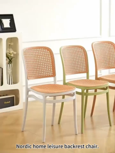 Rattan Chair Dining Chair With Backrest Nordic Chair Coffee Chair Plastic Chair Stackable Cafe Chair for Dinning Table