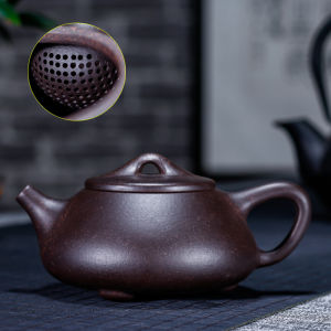 Yixing Handmade Purple Clay Teapot Original Mine Ball Hole Tea Set Vintage Chinese Style Handmade Craft Carved Flower Design