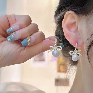 Hoa Tai Ngọc Trai Thắt Nút Bướm Dây Chuyền Trang Sức Thời Trang Nữ Hợp Kim Mạ Vàng Mạ Bạc Trang Trí Phụ Kiện