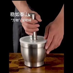 LMETJMA Stainless Steel Spice Grinder With Mortar and Pestle Herbs Spice Grinder Bowl Seasoning Mill Pill Crusher KC0245