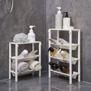 Bathroom Plastic Storage Rack Multi-Layer Floor-Mounted Toilet Organizer Washstand Corner Shelf Home Decorative Hardware