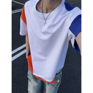 NANSSE | Colorblock Deconstructed Patchwork T-Shirt Short Sleeve
