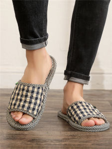 Retro Pure Cotton Machine Washable Silent Indoor Soft Bottom Couple Slippers Summer Non-Slip Home Fabric Bottom Slippers