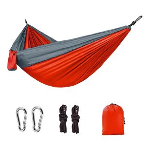Color Matching Hammock Outdoor Camping Lightweight Single Person Nylon Color Matching with Hanging Straps for Travel Hiking