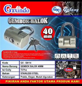 Gembok Balok Stainless steel Gaxindo 40mm / 50mm / 60mm 40 50 60 mm