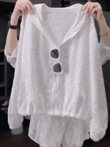 WANGGONGZHU | Hooded Heavy Duty Rhinestone Sun Protection Clothing Women Summer Thin New Design Slim Long Sleeve Fashion Outerwear Princess