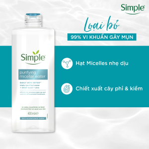 Combo Simple Nước Tẩy Trang 200ml + Sữa Rửa Mặt 150ml + Nước Hoa Hồng 200ml cho mọi loại da