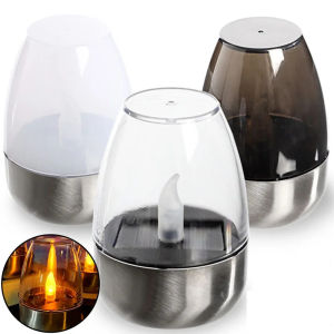 Solar Candle Light Flameless LED Night Lights Stainless Steel Waterproof Lawn Light Outdoor Garden Birthday Party Decors