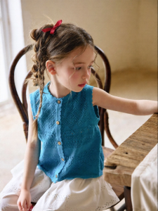 toz mama | Lace Knit Sleeveless Vest Shirt and Pants Set for Girls